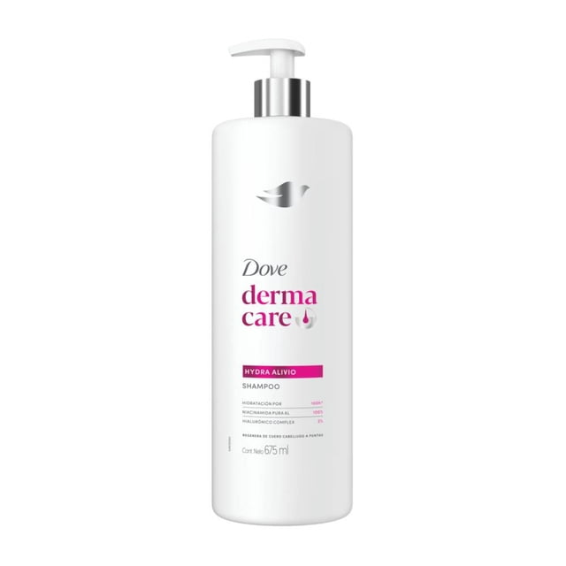 Shampoo Dove Derma Care hydra alivio, hidratación por 100h, 675 ml