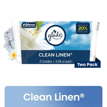 Glade Single Wick Candles, Clean Linen, 8.16 oz, 2 Count