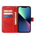 thumbnail image 5 of Dteck For iPhone 12 Shockproof Wristband Embossed Pattern Card Slot Flip Leather Wallet Kickstand Case Cover,Red, 5 of 7