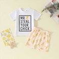 thumbnail image 2 of TOWED22 Baby Boy Toddler Clothes 2pcs Round Neck Short Sleeve Top Cargo Shorts Dinosaur Truck Print Summer Outfits(White,12-18 M), 2 of 4