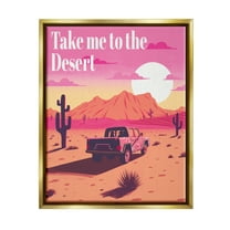 Stupell Industries Desert Scenery & Phrase Landscape Painting Gold Floater Framed Canvas Art Print Wall Art, 17 x 21