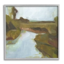 Blurred Country Creek Landscape Soft Murky Waters Abstract Framed Art Print Wall Art, 17x17