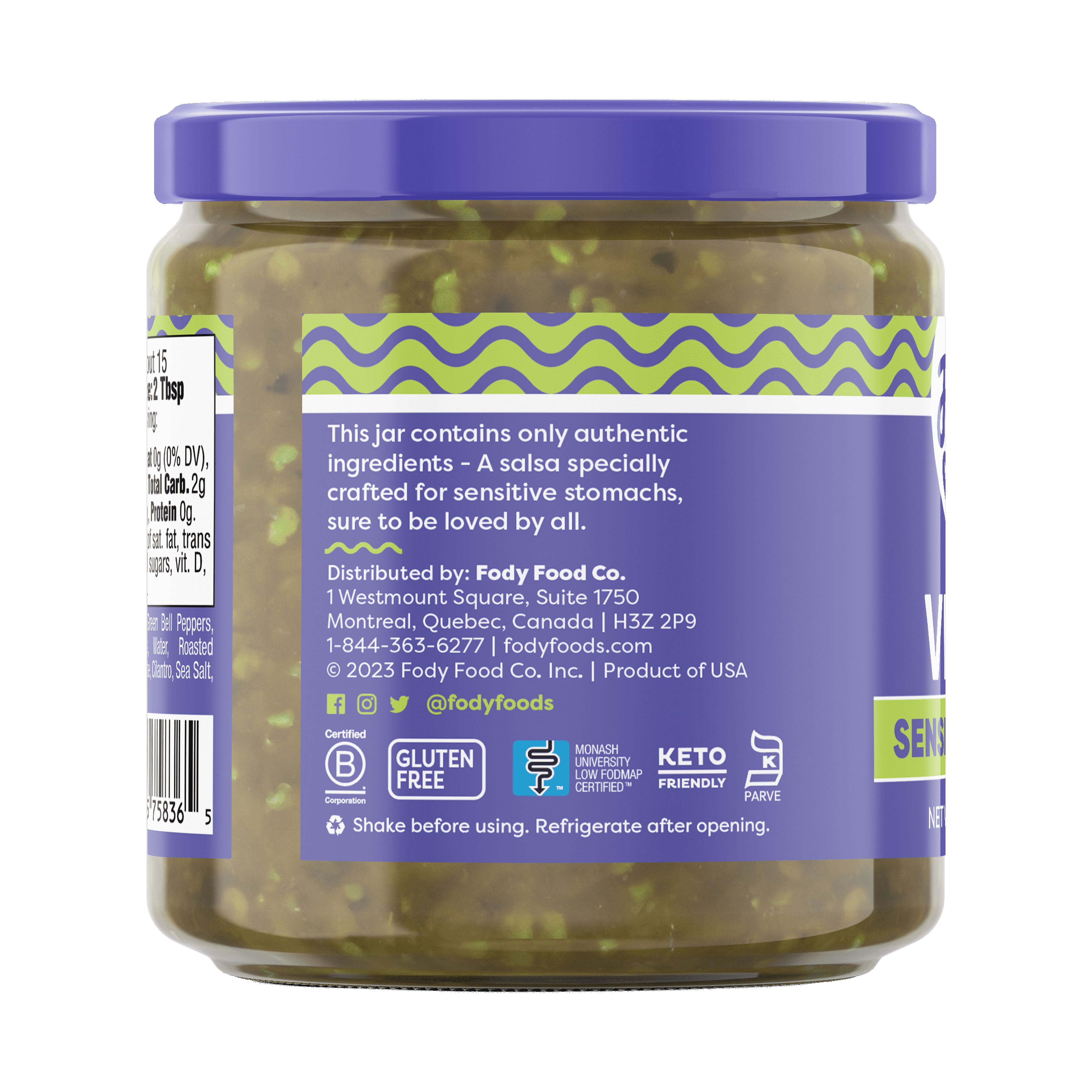 (3 pack) Fody Foods Gluten-Free Salsa Verde, , Shelf-Stable, 16oz Jar