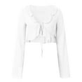 thumbnail image 5 of Yzengfg Women's Long Sleeve Sheer Summer Lightweight Tie Front Cardigan See Through Cover Ups White, 5 of 5