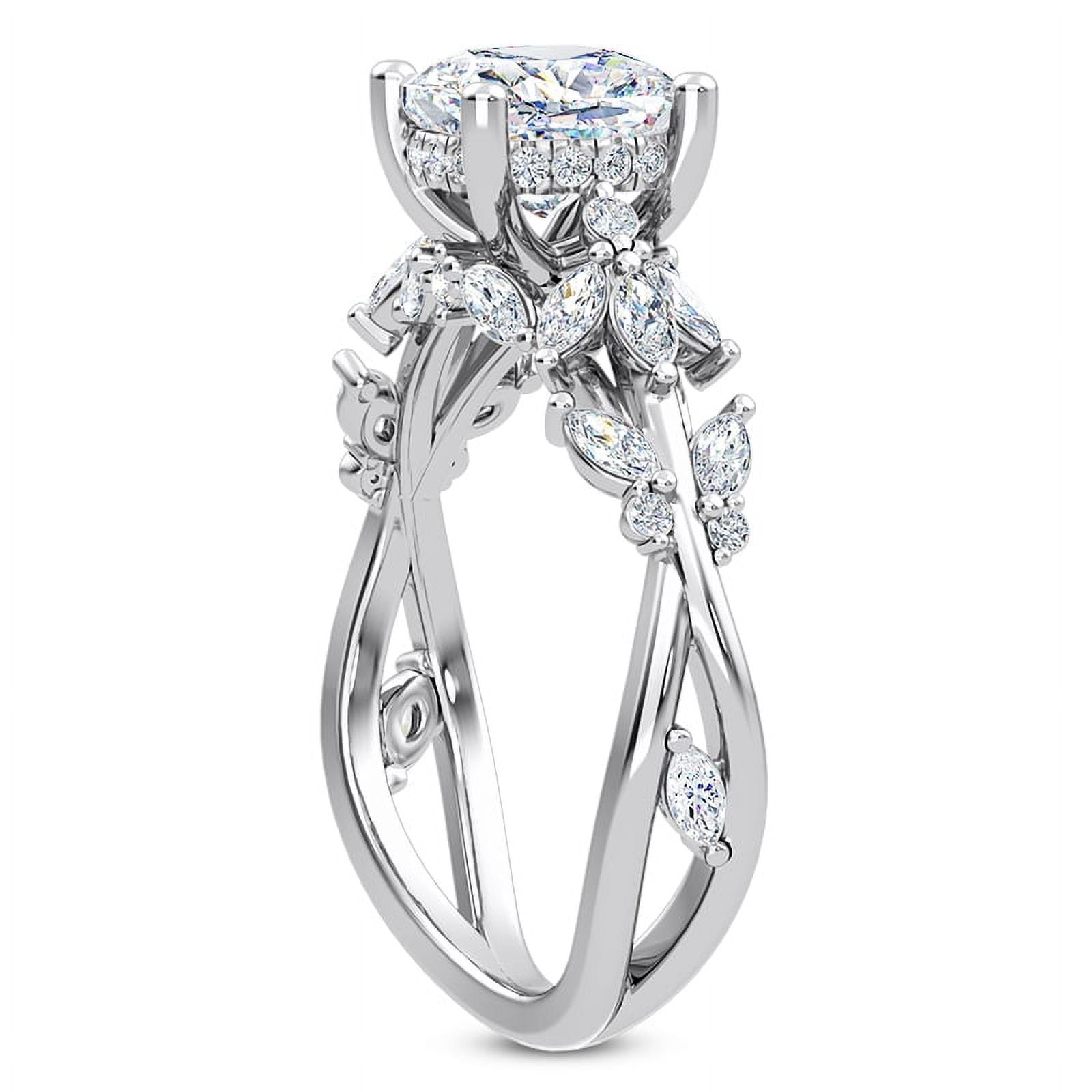 Spot Jewel 1.8 Ct Cushion Cut Lab Created Diamond Engagement Ring - Butterfly & Bee Vine Twist Solitaire Ring for Women in 14K White Gold Plated - Wedding Diamond Ring for Her - Gifts for Sister