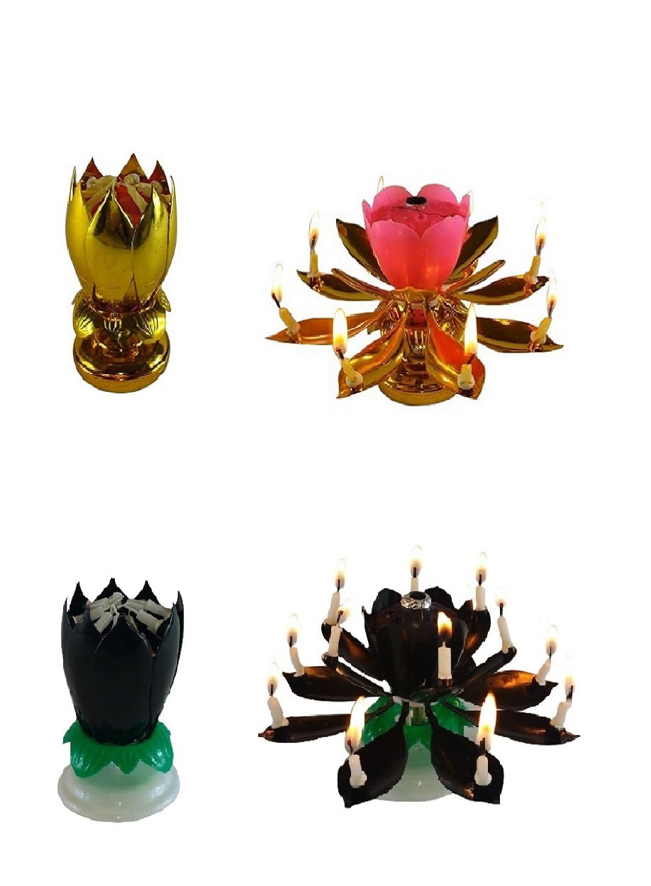 Exciting Candle Rotating Magic Sparkler Lotus Flower