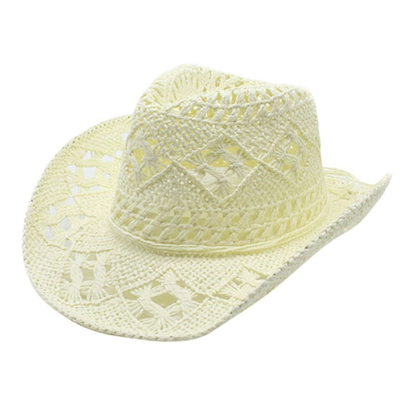 Cowboy Women Men Summer Western Cowboy Hat Shapeable Straw Hat Hollowed Out Sun Hat cowboy hat