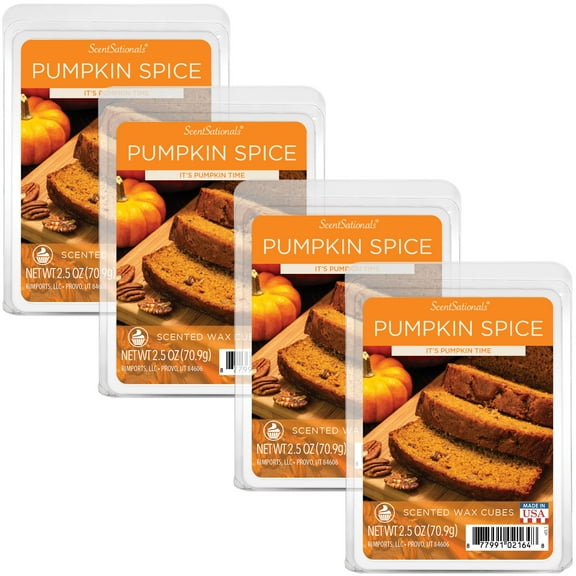 Scentsationals Wax Melts, Wax Cubes Strong Scent - Pumpkin Spice - Long Lasting Scented Wax Melts for Warmer, 10oz (24-Cubes)