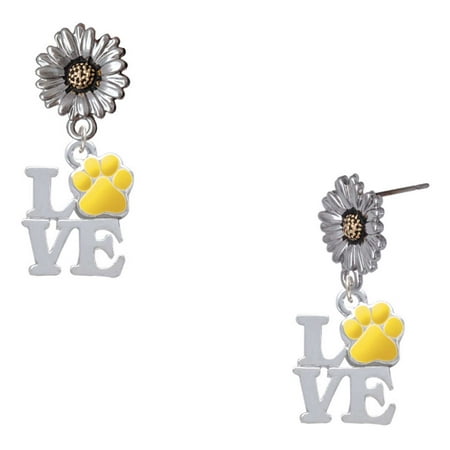 Delight Jewelry Silver-tone Love with Yellow Paw – Two-tone Daisy Flower Post Earrings Delight Jewelry Silver-tone Love with Yellow Paw – Two-tone Daisy Flower Post Earrings