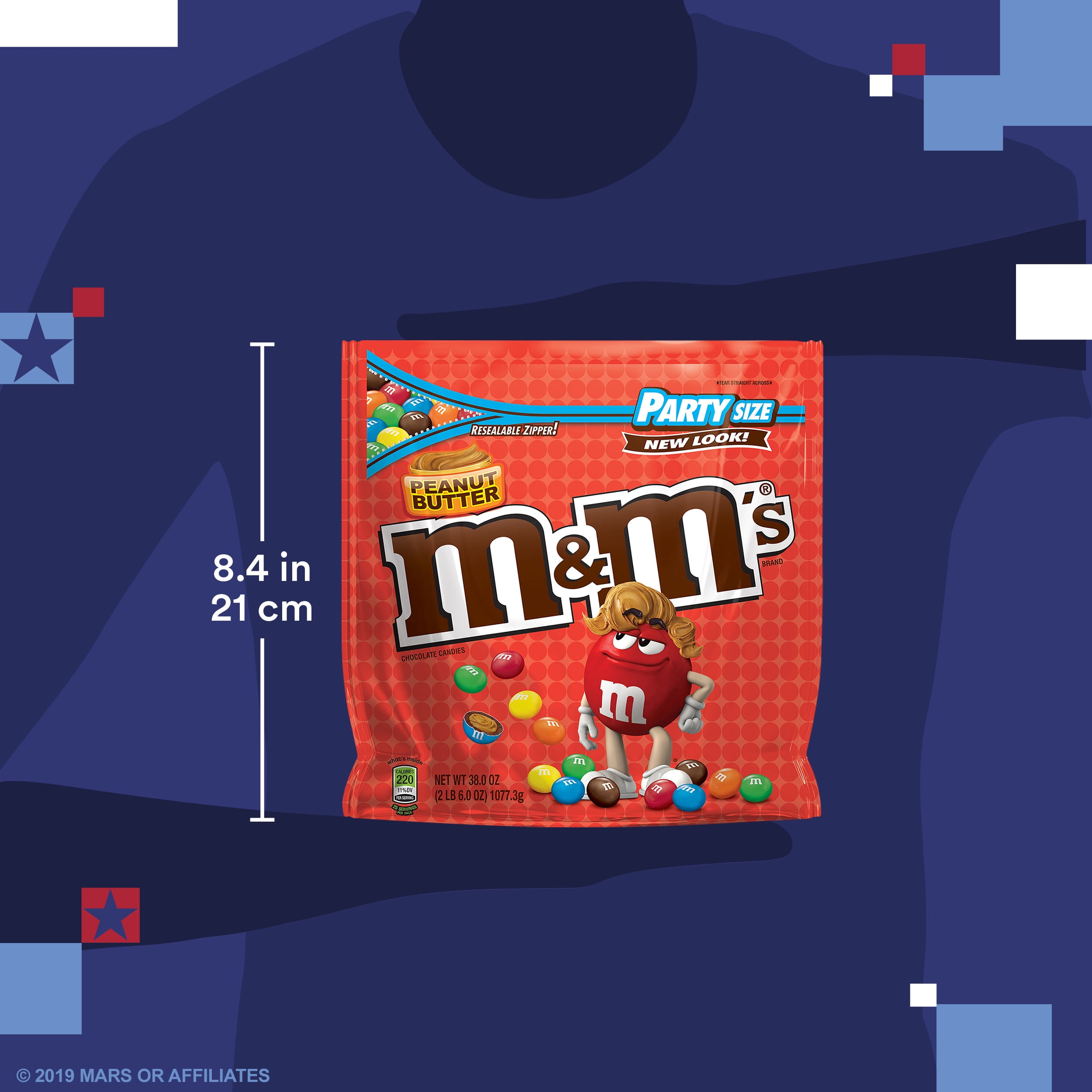  M&M'S Summer Peanut Chocolate Candy Red, White & Blue  Assortment, Party Size, 38 oz Bag : Grocery & Gourmet Food