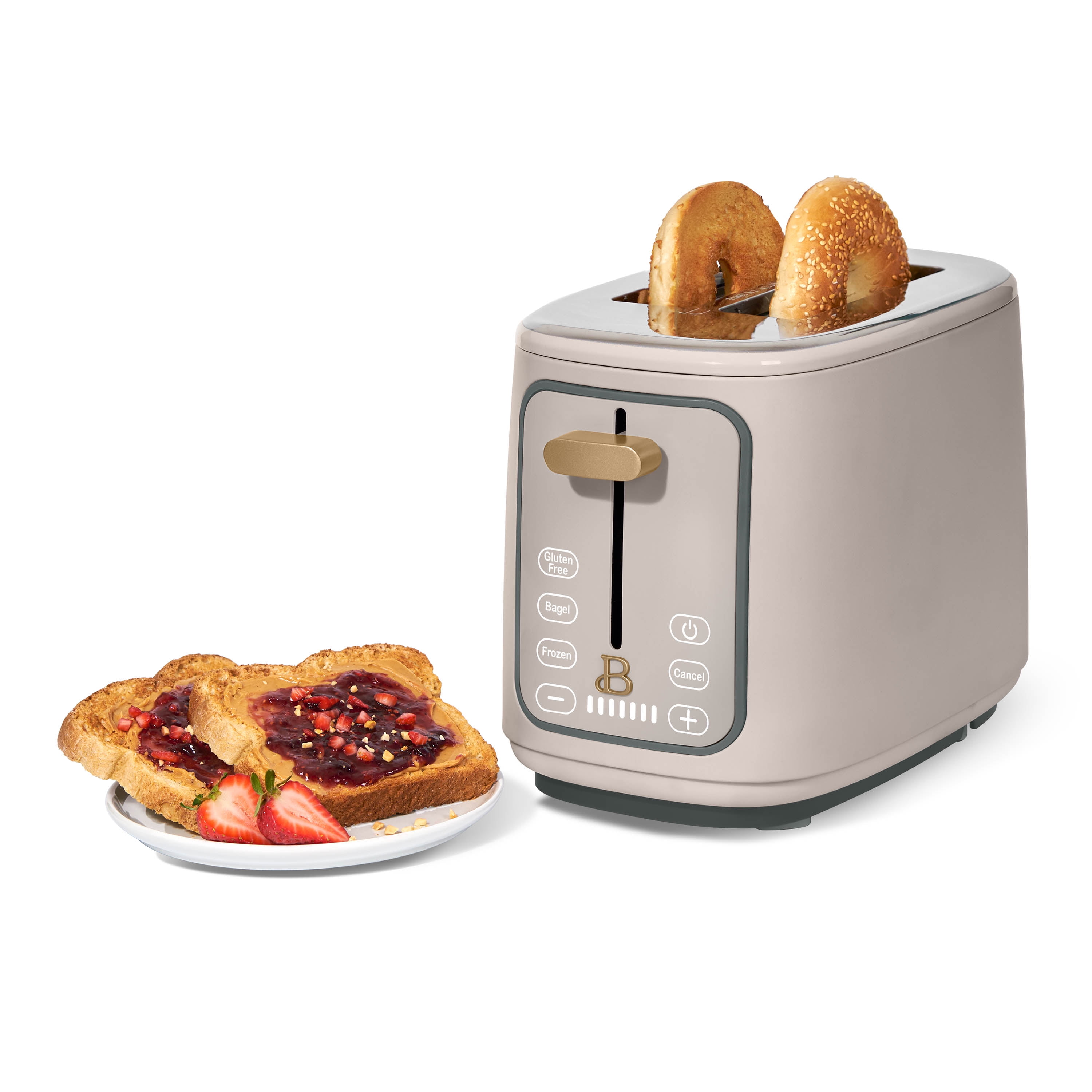 Beautiful 2 Slice Toaster with Touch-Activated Display, Porcini Taupe by Drew Barrymore