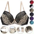 thumbnail image 2 of Fengactive Women's Push Up Bra Underwire Classic Comfortable Floral Lace Lift Up Padded Soft Everyday Bras, 2 of 9
