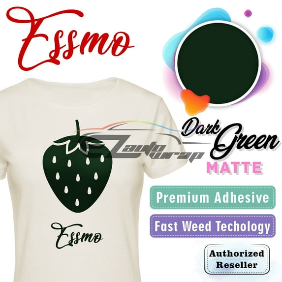 ESSMO Dark Green Matte Solid Heat Transfer Vinyl HTV Sheet T-Shirt 20" Wide Iron On Heat Press DP18 20"x480"