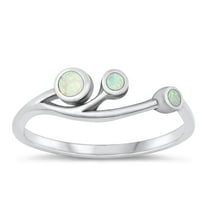 CHOOSE YOUR COLOR White Simulated Opal Wholesale Ring .925 Sterling Silver Abstract Band CZ Female Size 4
