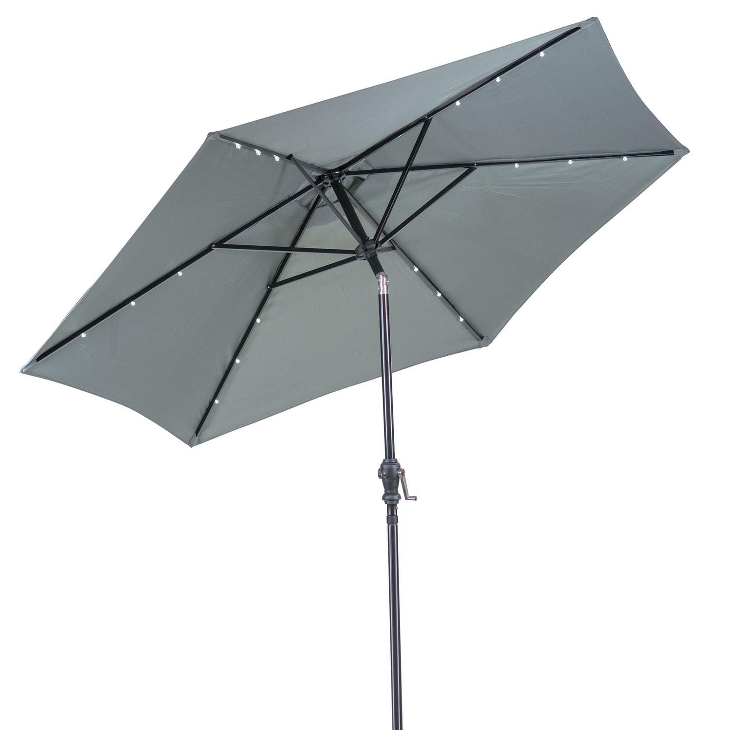 Sun-Ray 9' Round Solar Lighted Umbrella - Grey