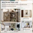 thumbnail image 4 of Console Table, Narrow Sofa Entry Table with 3-Tier Open Storage Spaces & "X" Legs, Pine Wooden Table Hallway Table Entry Table Entryway Shelf for Living Room, White Wash, 4 of 7