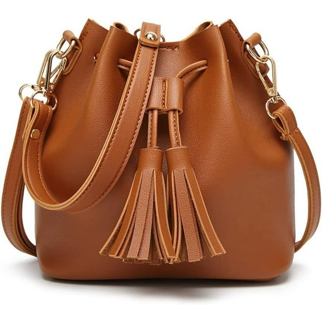 LHSHID Sac Seau Mini pour Femmes en Cuir, Sac à Main à Cordon, Sac à Bandoulière à Pampilles, Portefeuille Rétro à Bandoulière avec Sangles Ajustables