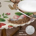 thumbnail image 3 of Spring Easter Round Tablecloth, Fitted Table Cover with Elastic for 55"-60" Round Tables, Country Bunny Chick Floral Butterflies Burlap Table Cloth Outdoor Indoor Dinning Party Waterproof Tablecloths, 3 of 7