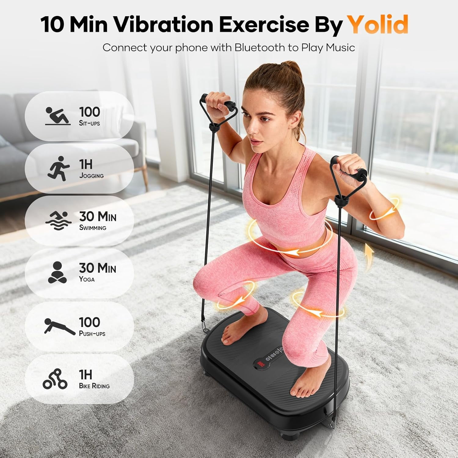 Yolid Vibrating Plate Exercise Machine with Bluetooth & Silicone Pedal for Lymphatic Drainage and Muscle Toning