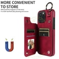 thumbnail image 3 of for iPhone 14 Pro Max Case with Card Slots, PU Leather Protective Shockproof Case with Ring Buckle, Magnetic Clasp Kickstand Cover for Women Men for iPhone 14 Pro Max - Winered, 3 of 10