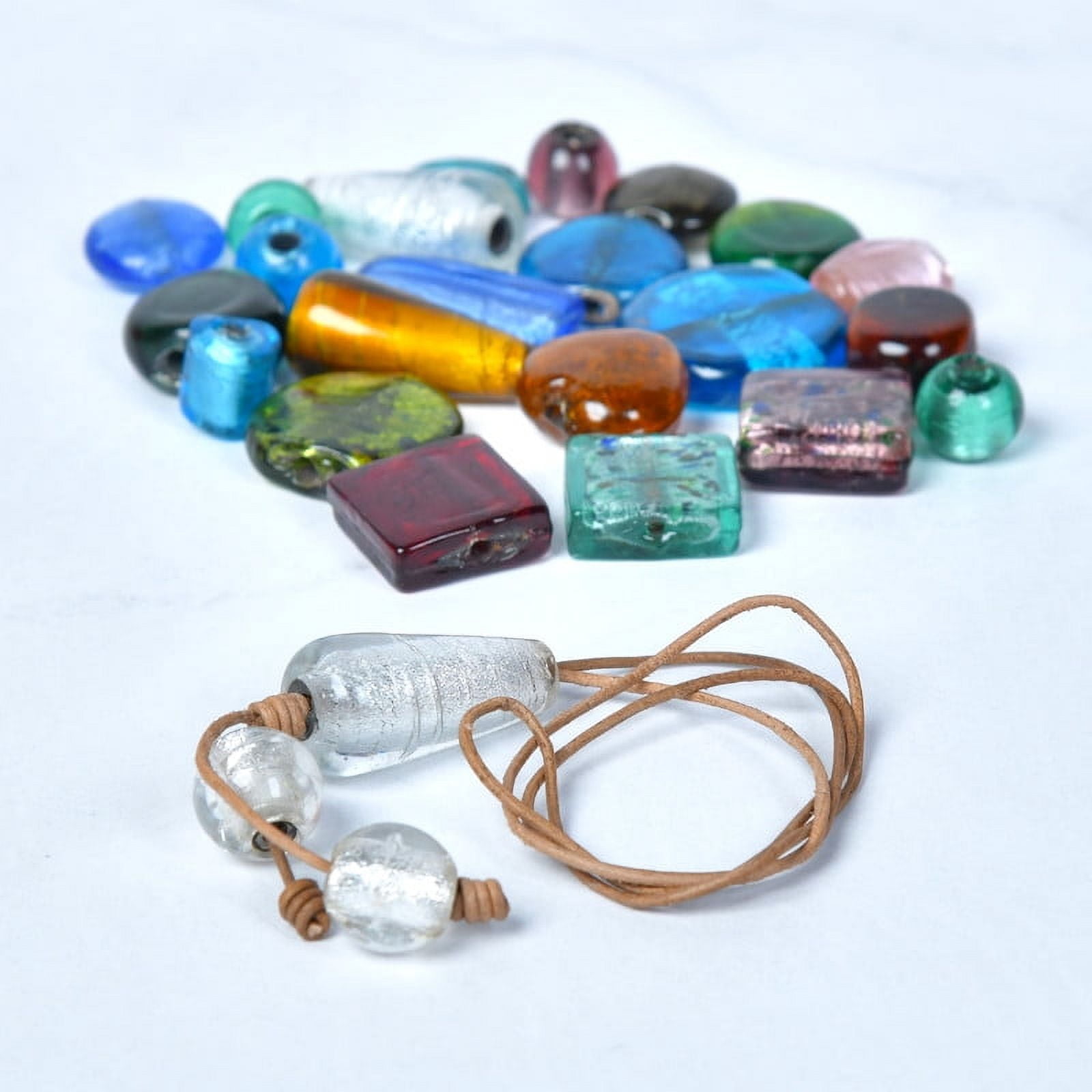 Craft Attic 1 Lb Bag of Assorted Glass Beads for Necklaces, 40 Pieces