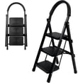 thumbnail image 1 of Escalera De Tijera Escalera Tubular Escalera Plegable Hecha de Acero Inoxidable Escalones Y Patas Antideslizantes Altura (3 Escalones Negro), 1 of 7