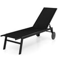 thumbnail image 1 of Gymax Chaise Longue de Patio avec Roues, Dossier Réglable à 6 Positions, Siège Respirant pour l'Extérieur, Noir, 1 of 6