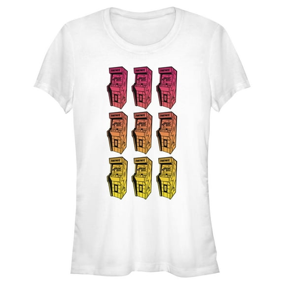 Junior's Fortnite Retro Arcade Stack Graphic Tee White Medium