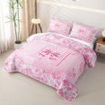 thumbnail image 3 of Erosebridal Cute Bowtie Quilt Full For Kids,Pink Butterfly Print Letter N Initial Monogram Full Bedspread Sets,3-Piece, 3 of 7