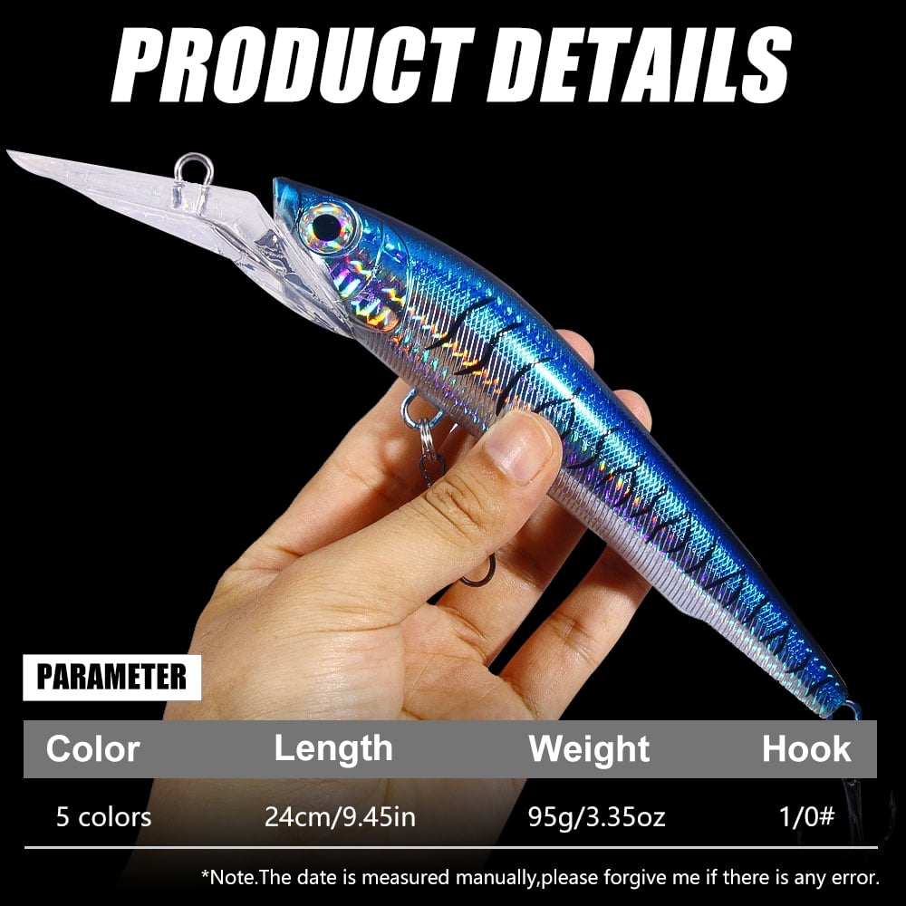 HENGJIA Fishing Lures, Jerkbait for Bass Fishing Minnow Lure Set, Large Fishing Plugs Sinking Hard Baits Long-Distance Casting Swimbaits for Trout Bass Perch Fishing,5pcs