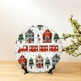 thumbnail image 6 of Balery Christmas Houses Print Bone China Decorative Plate Ceramic Dinner Plates Art Crafts with Display Stand-7in, 6 of 6