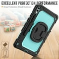 thumbnail image 4 of Case for Samsung Galaxy Tab S10+ Plus 2024/S9 FE+ Plus 12.4 inch, 360 Rotating Stand Handle Pencil Holder Shoulder Strap Heavy Duty Shockproof Cover, Sky Blue PC, 4 of 7