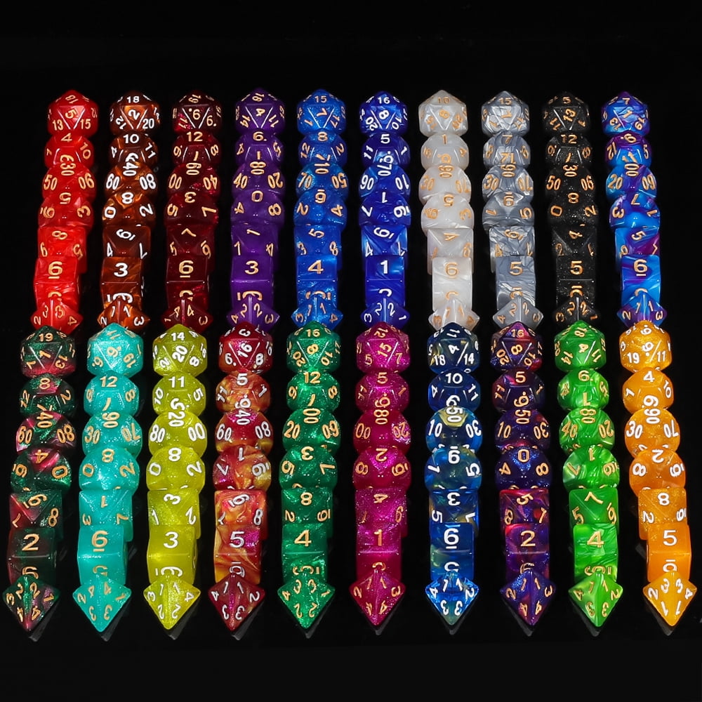 CiaraQ DND Dice Set - 20 x 7 (140pcs) Polyhedral Dice for Dungeons and Dragons D&D RPG MTG Role Playing Table Games, with a Large Flannel Bag