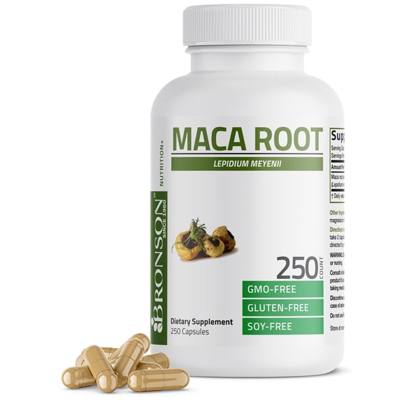 Bronson Maca Root Lepidium Meyenii - Non-GMO, 250 Vegetarian Capsules