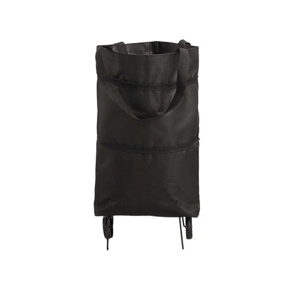 Foldable Wheeled Shopping Tote Bag, Expandable Large Capacity Grocery Carrier, Portable Rolling Market Bag, Multi-Use Reusable Tote for Supermarket Picnic Travel, Black
