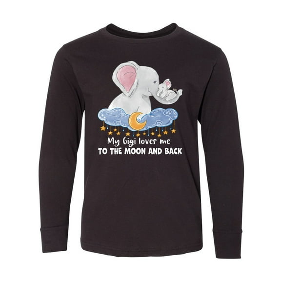 Inktastic My Gigi Loves me to the Moon and Back Elephant Family Long Sleeve Youth T-Shirt