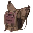 thumbnail image 3 of Mens Vintage Canvas Shoulder Messenger Bag Chest Leather Patchwork Messenger Bag（03KHAKI）, 3 of 5