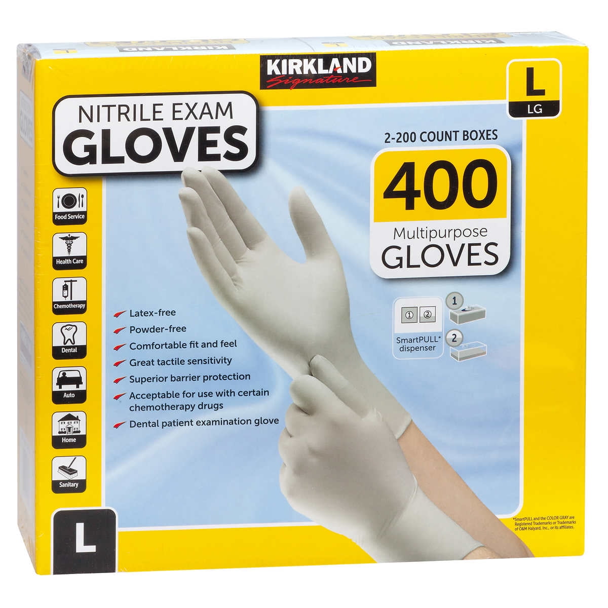 Pack of 200ct Size XL Black Nitrile Exam Gloves 