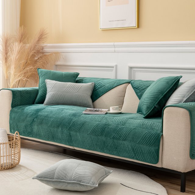 Autumn and Winter Super Soft Solid Color Plush Thickened Warm and Anti Slip Sofa Cover