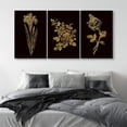 thumbnail image 2 of PixonSign Canvas Print Wall Art Set Gold and Black Flower Array Floral Wilderness Illustrations Minimalism Farmhouse/Country Group Dramatic Multicolor Dark for Living Room, Bedroom, Office - 24"x36"x3, 2 of 5