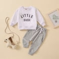 thumbnail image 2 of Towmus Baby Boy Fall Clothes Long Sleeve Round Neck Letter Print Sweatshirt Top Long Pants Cute Toddler Winter Outfits, 2 of 9