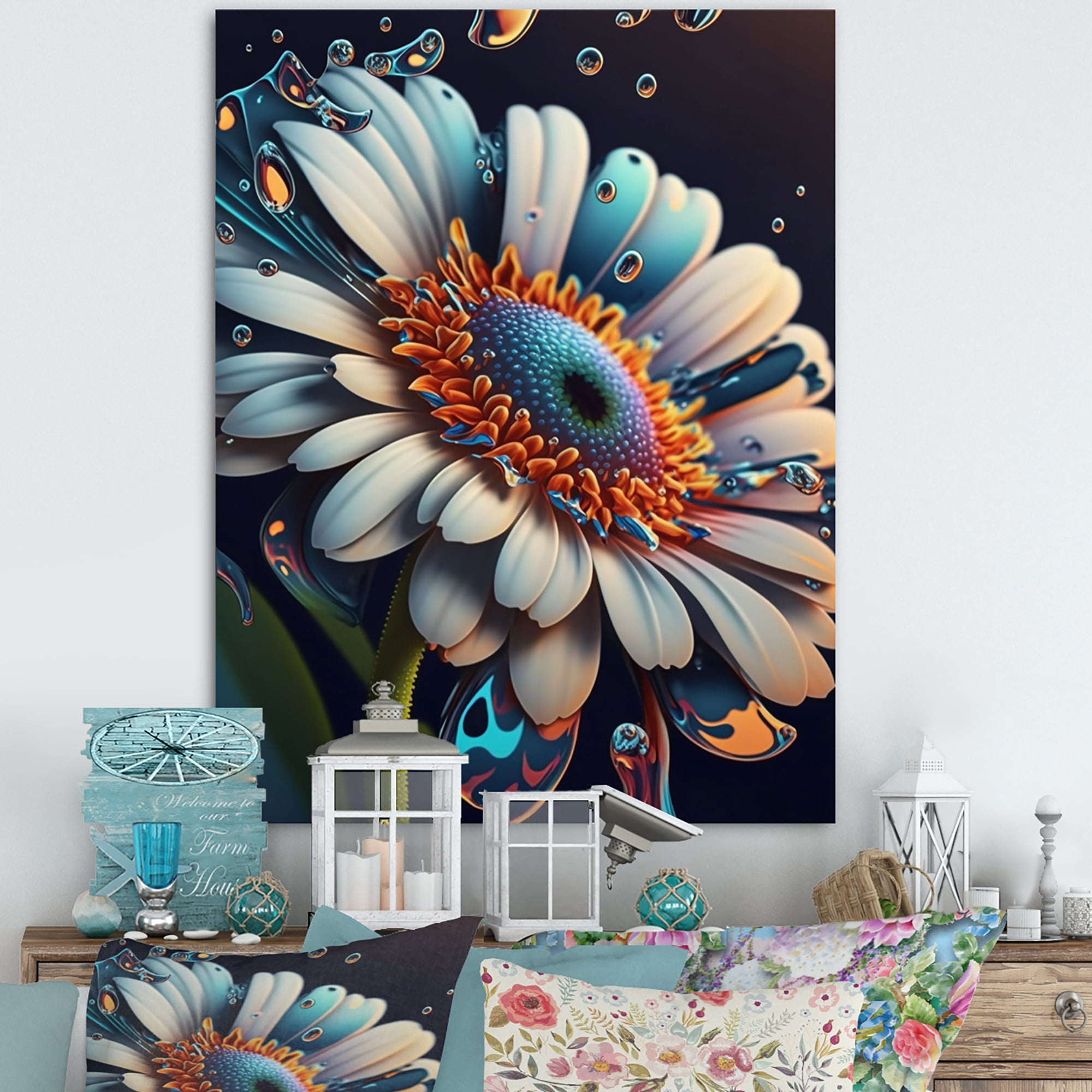 Designart Modern Blooming Daisy II Canvas Wall Art