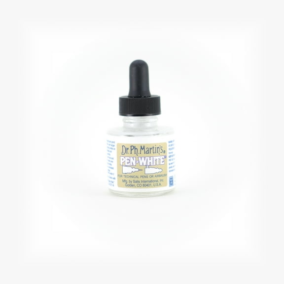 Dr. Ph. Martin's® Pen-White Ink Bottle, 1.0 US fl oz, White, 1 Bottle
