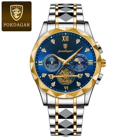 Explojoy Men's Luxury Chronograph Watch – Waterproof Stainless Steel with Luminous Dial