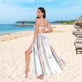 thumbnail image 6 of FORMRS Womens Long Sarong Beach Wrap Semi-Sheer Bikini Skirt Bathing Swimsuit Cover Up, Nautical Pattern, 6 of 7