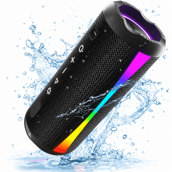 Portable Bluetooth Speaker, Bluetooth 5.4 Wireless Speaker, IPX7 Waterproof, 30W Loud Deep Bass with 20H Palytime, 7 Color RGB Lights, TWS Pairing for Home/Party/Outdoor, Gift