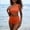 Style1-Orange womens swimsuits, variant on Mceream Women's One-Shoulder High-Waisted Two-Piece Swimsuit Set with Wavy Hem Green S