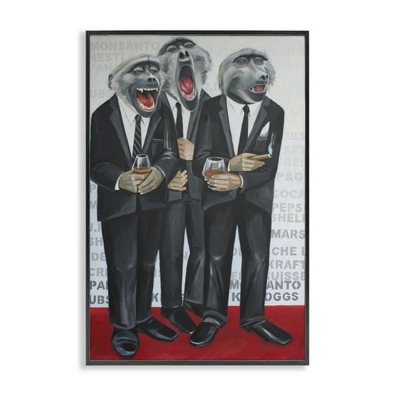 Stupell Industries Formal Monkeys in Suits Black Framed Giclee Art design by Violeta Vollmer, 18 x 12