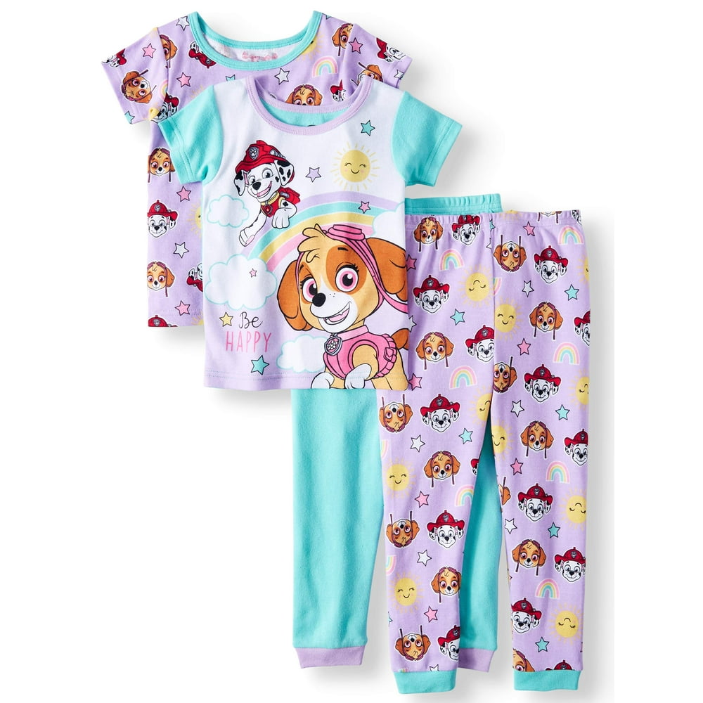 PAW Patrol Paw Patrol Cotton tight fit pajamas, 4pc set (Baby Girls