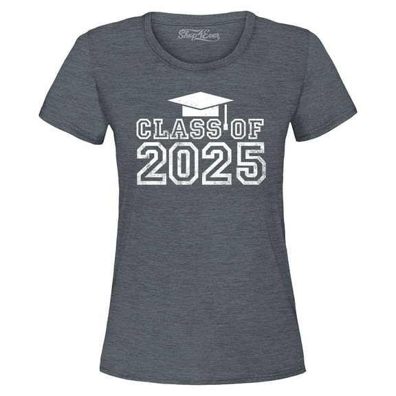 Shop4Ever Women's Class of 2025 Graduation Graphic T-Shirt Medium Dark Heather